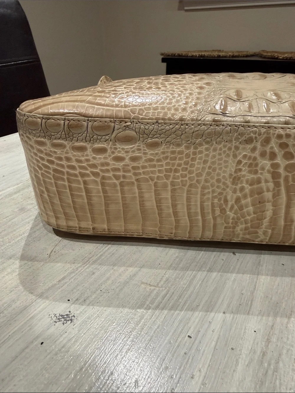 Vintage Brahmin Isabelle Croc-Embossed Hobo in Light Taupe